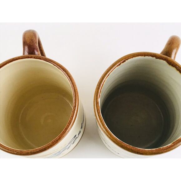 Set 2 Mexican Pottery Stoneware Mugs Signed ROS Mexico Marina Fiesta Hotel Spa - Picture 7 of 8